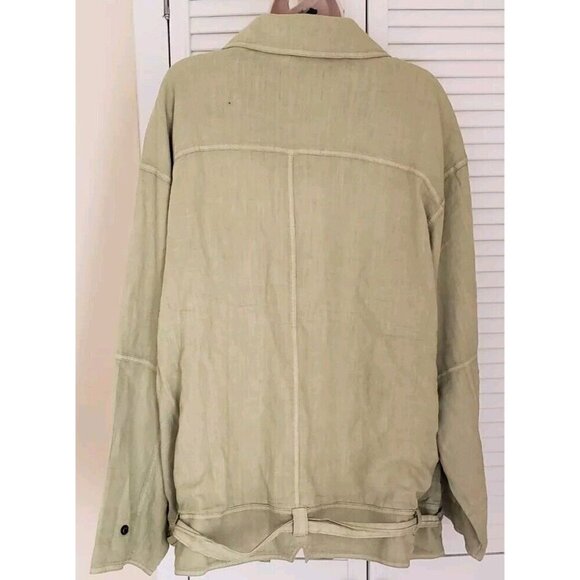 NEW WE THE FREE LOLA LINEN JACKET DRIED ALOE MEDIUM - Picture 5 of 8
